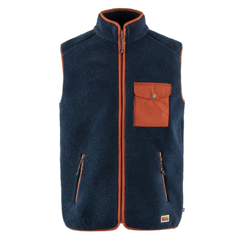 Men fleece beanies with a pom - pom for a trendy lookFjallraven Vardag Pile Fleece Vest Navy / Autumn Leaf Men fleece beanies with a pom - pom for a trendy lookFjallraven Vardag Pile Fleece Vest Navy / Autumn Leaf