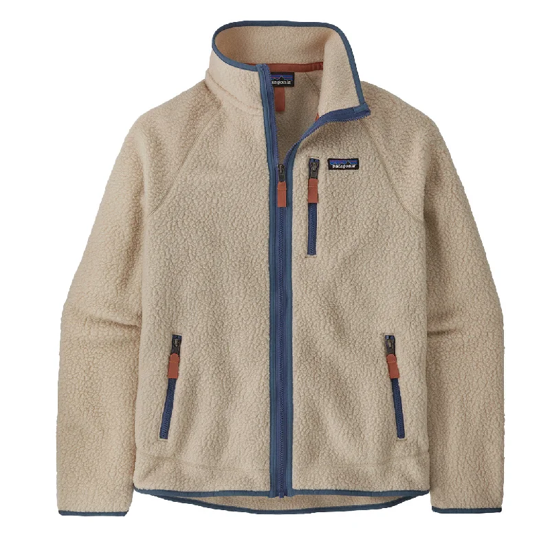 Men fleece - backed windbreakers for windy daysPatagonia Retro Pile Fleece Jacket Dark Natural / Utility Blue Men fleece - backed windbreakers for windy daysPatagonia Retro Pile Fleece Jacket Dark Natural / Utility Blue