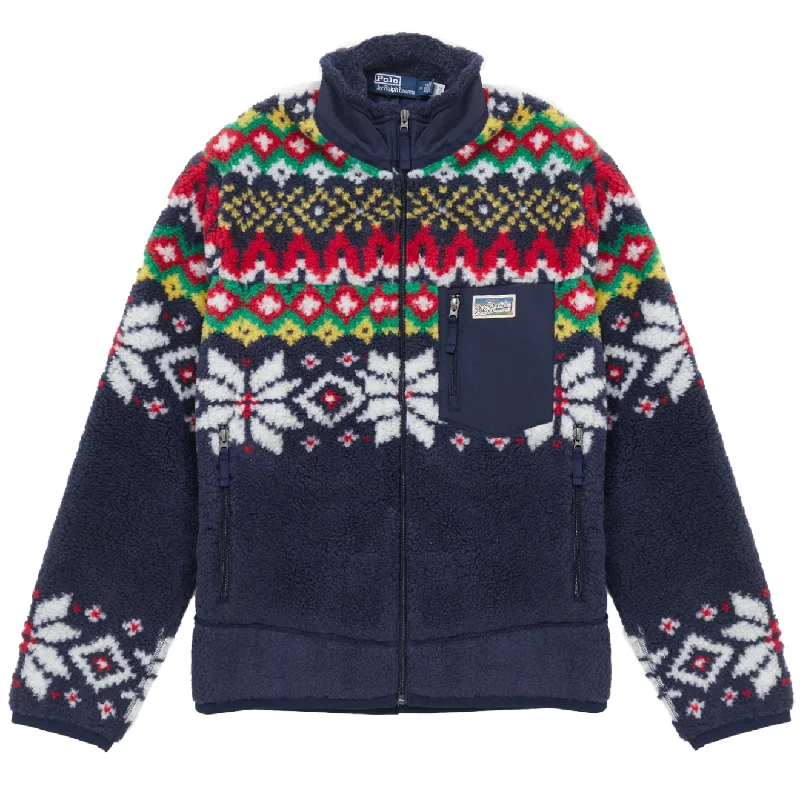 Men fleece bomber jackets with a stylish ribbed collarPolo Ralph Lauren Snowflake Fairisle Knit Jumper Cruise Navy Men fleece bomber jackets with a stylish ribbed collarPolo Ralph Lauren Snowflake Fairisle Knit Jumper Cruise Navy