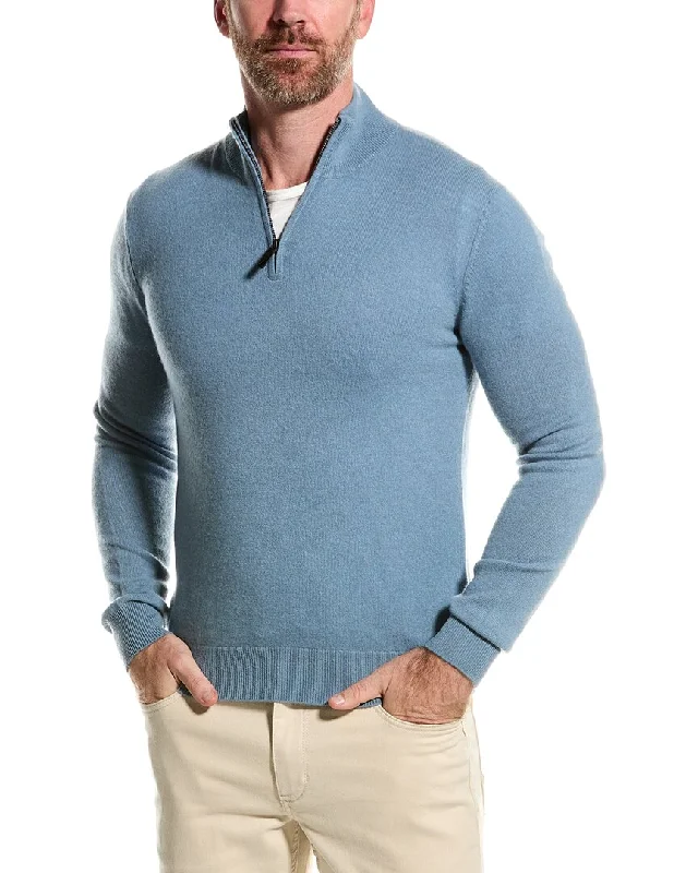Men's Fringe - Trimmed Boho - Style Sweater in Beige for a Music Festival VibeAlashan Cashmere 1/4-Zip Mock Sweater