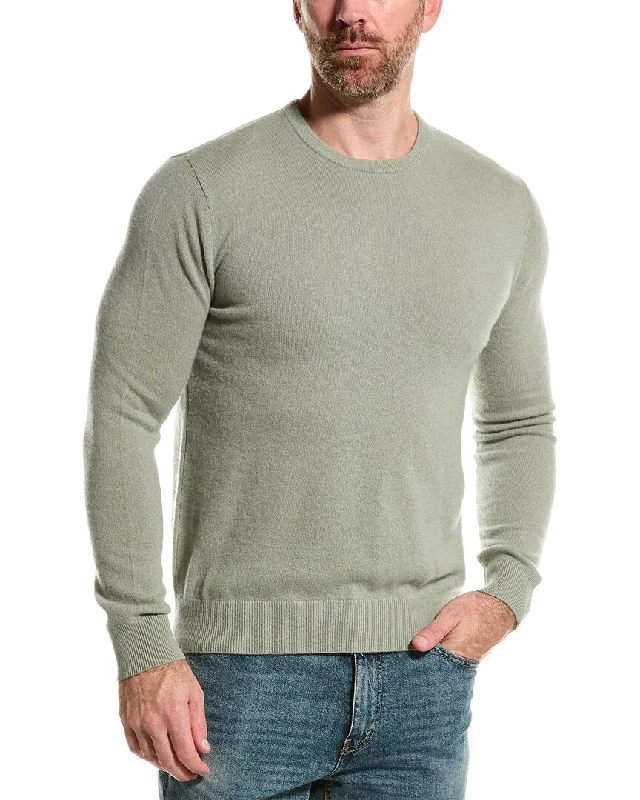 Regular Fit Men's Mock - Neck Sweater in Teal with a Side Slit for a Modern Office AttireAlashan Cashmere Crewneck Sweater