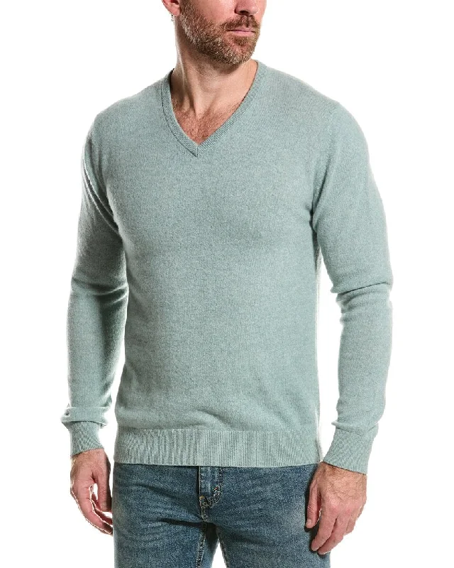 Plus Size Men's V - Neck Cashmere - Blend Sweater in Navy with Ribbed Trim for a Classic StyleAlashan Cashmere V-Neck Sweater