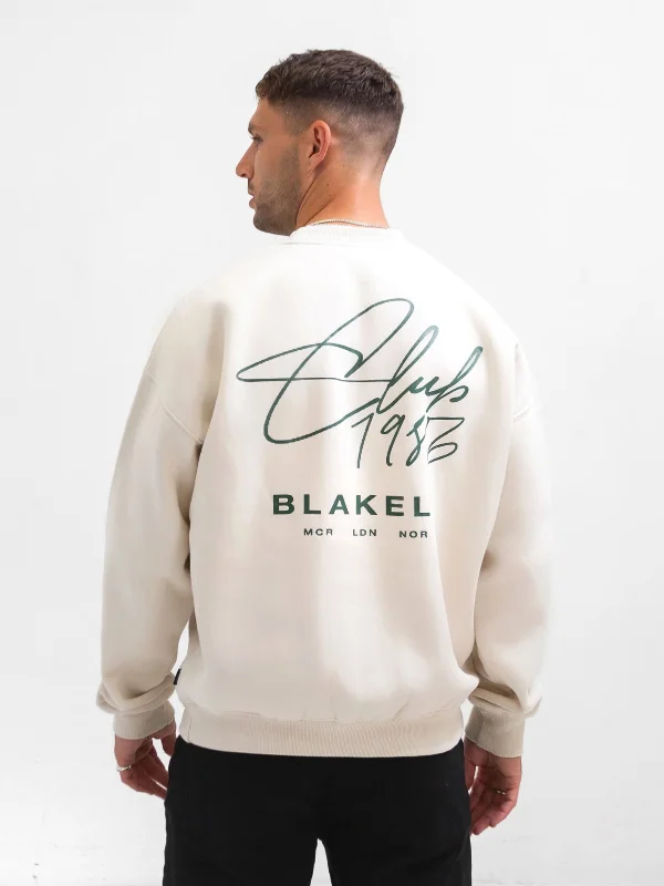 Men's Fuzzy Mohair - Blend Sweater in Light Pink for a Soft and Stylish LookClub Relaxed Sweater - Chalk
