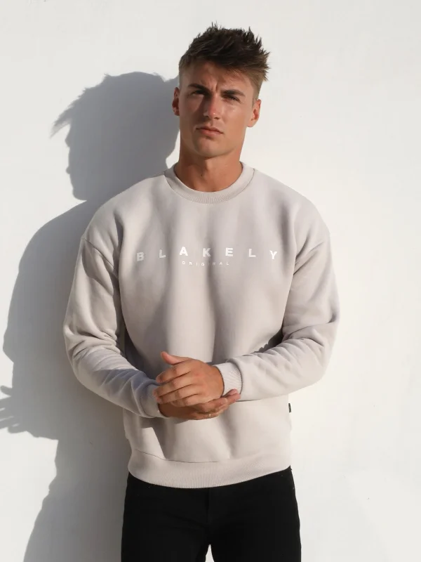 Men's Chunky Knit Fair Isle Patterned Wool Sweater in Multicolor for a Festive Holiday OutfitEvolved Relaxed Sweater - Stone