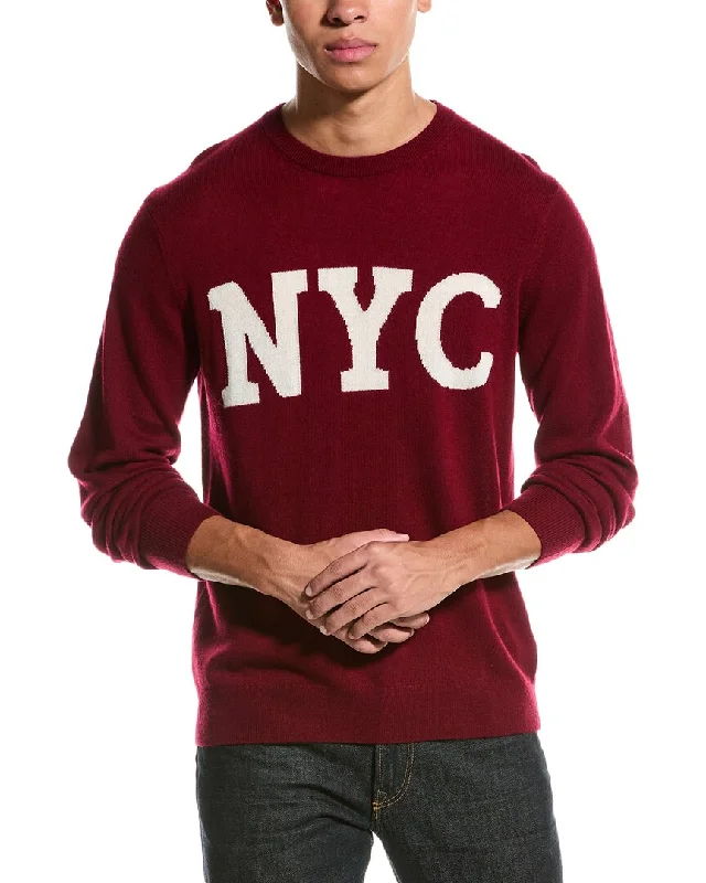 Men's Shearling - Lined Leather Sweater in Brown for a Rugged and Warm Winter EnsembleBrodie Cashmere Wool & Cashmere-Blend NYC Crewneck Sweater