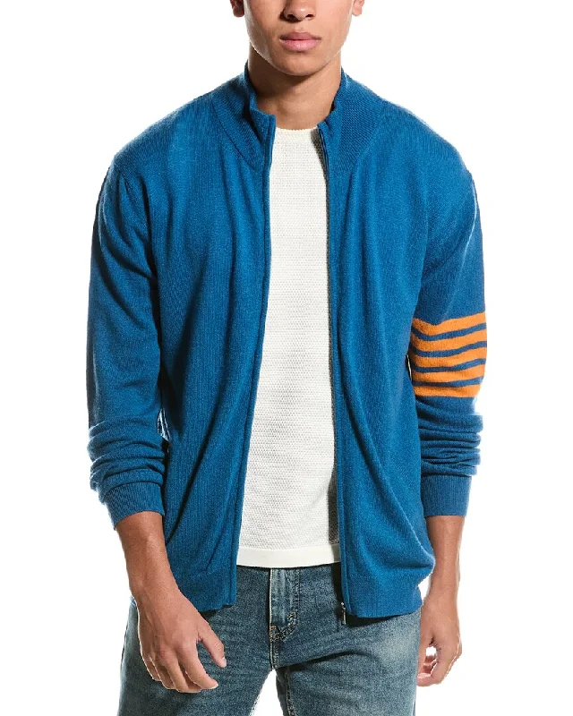 Plus Size Men's Distressed Denim - Look Sweater in Blue for a Trendy and Edgy StyleBrodie Cashmere Wool & Cashmere-Blend Stripe Sleeve Jacket