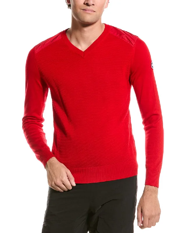 Plus Size Men's Striped Cotton - Blend Sweater in Navy and White for a Nautical - Themed VacationCanada Goose Mcleod Wool V-Neck Sweater