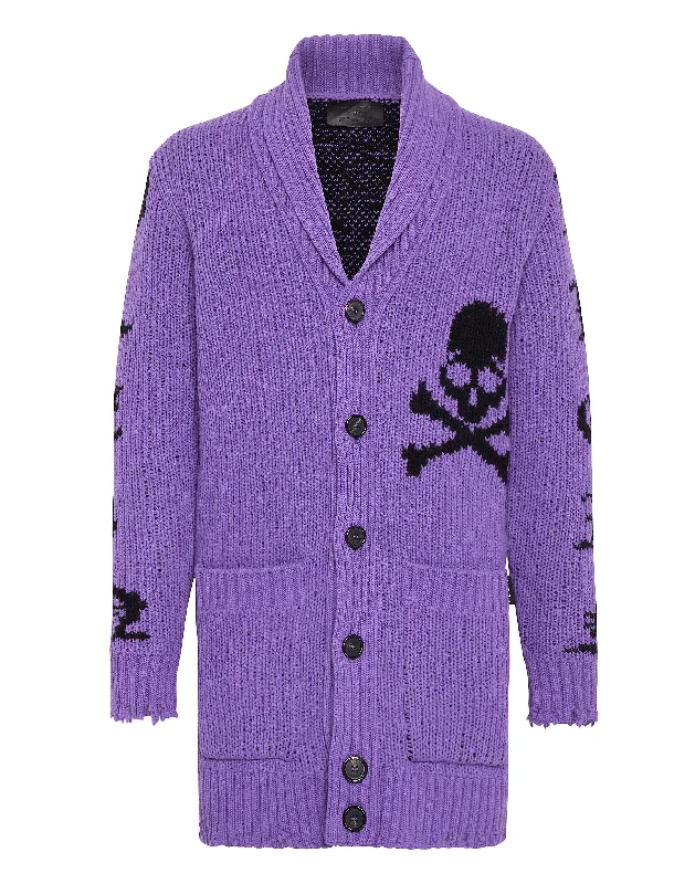 Men's Ribbed Bodycon Sweater in Red for a Sexy and Confident Night OutCardigan Long Skull and Plein
