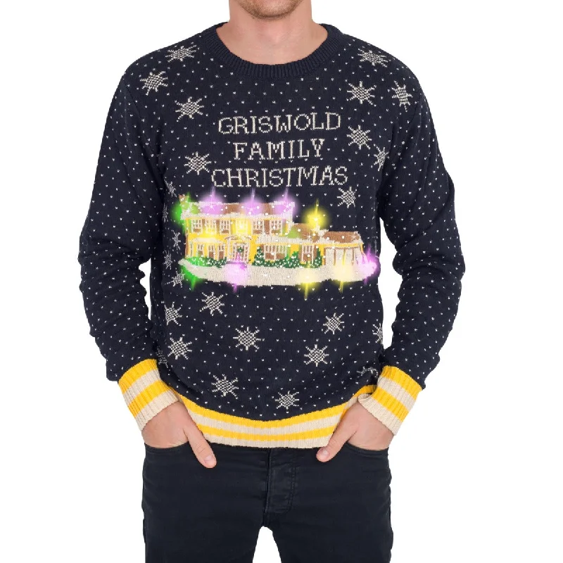 Men's Chunky Knit Fair Isle Patterned Wool Sweater in Multicolor for a Festive Holiday OutfitGriswold Family Christmas Ugly Christmas Sweater - LED Lights Men's Chunky Knit Fair Isle Patterned Wool Sweater in Multicolor for a Festive Holiday OutfitGriswold Family Christmas Ugly Christmas Sweater - LED Lights