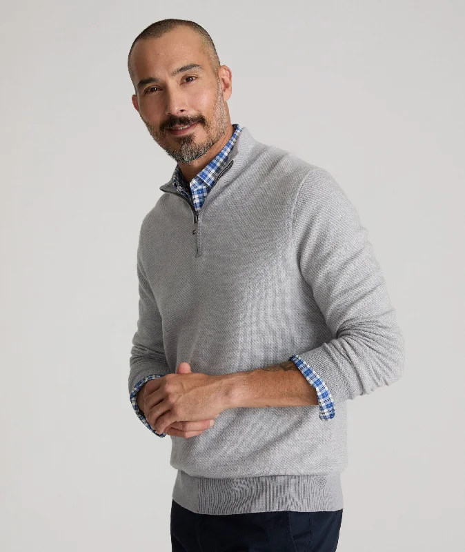 Twill Merino Wool Quarter-Zip Sweater