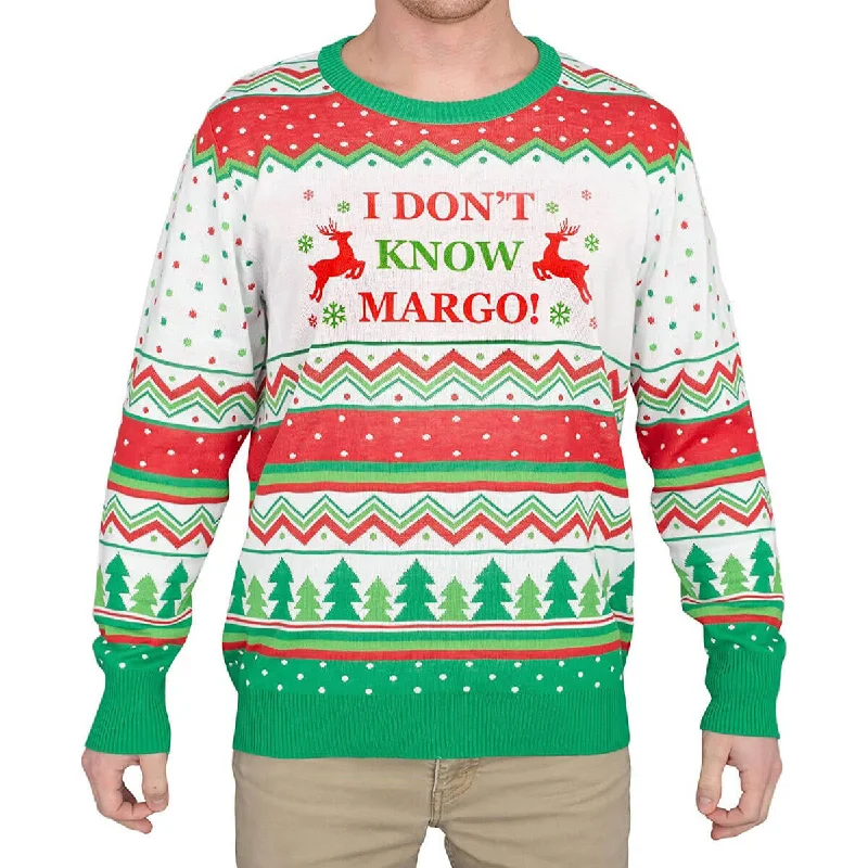 Men's Ribbed Bodycon Sweater in Red for a Sexy and Confident Night OutI Don't Know Margo Ugly Sweater