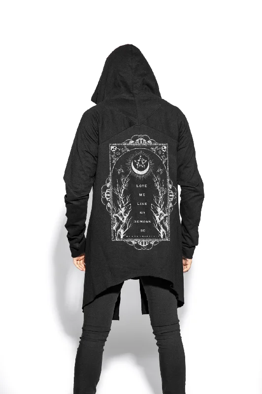 Slim Fit Men's Long - Sleeve Cotton - Linen Blend Sweater in Beige for a Summer Casual LookLove Me Like My Demons Do Double Hooded Cloak