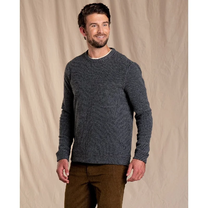 Men's Zip - Up Fleece - Lined Sweater in Black with Thumbholes for Outdoor Winter ActivitiesMen's Breithorn Crew Sweater