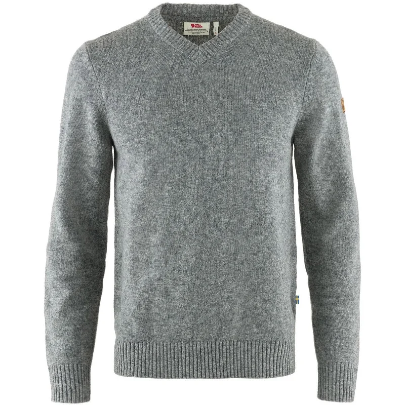 Men's Jacquard Patterned Wool - Acrylic Sweater in Purple for a Sophisticated Autumn OutfitMen's Ovik V-Neck Sweater