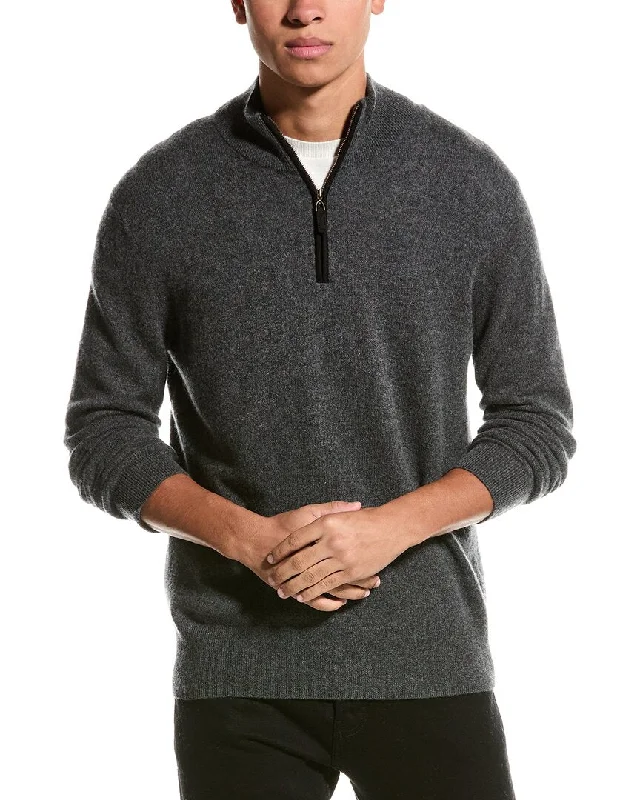 Men's Sequined Trimmed Sweater in Gold for a Glamorous New Year's PartyMagaschoni Cashmere 1/4-Zip Mock Neck Sweater