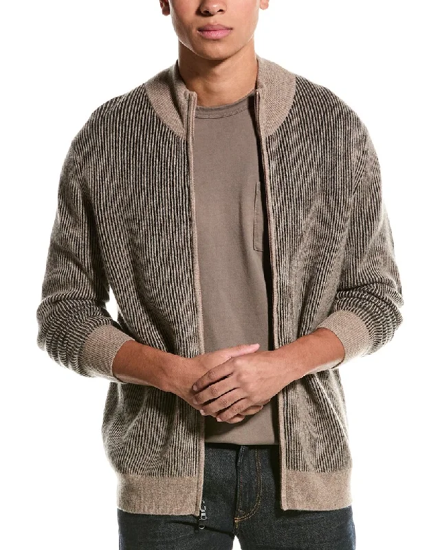 Magaschoni Cashmere Mock Neck Zip Cardigan