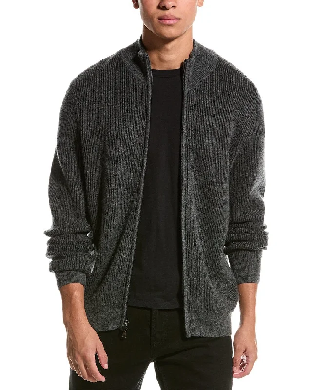 Magaschoni Cashmere Mock Neck Zip Cardigan