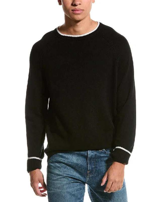 Plus Size Men's Distressed Denim - Look Sweater in Blue for a Trendy and Edgy StyleMagaschoni Tipped Cashmere Crewneck Sweater