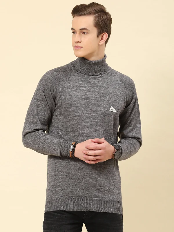 Men's Shearling - Lined Leather Sweater in Brown for a Rugged and Warm Winter EnsembleMen Grey Solid Turtle Neck Full Sleeve Pullover Men's Shearling - Lined Leather Sweater in Brown for a Rugged and Warm Winter EnsembleMen Grey Solid Turtle Neck Full Sleeve Pullover