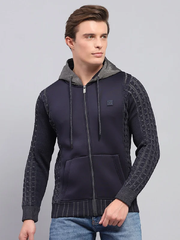 Regular Fit Men's Heathered Knit Sweater in Charcoal for a Laid - Back Weekend LookMen Navy Blue Solid Hooded Full Sleeve Pullover Regular Fit Men's Heathered Knit Sweater in Charcoal for a Laid - Back Weekend LookMen Navy Blue Solid Hooded Full Sleeve Pullover