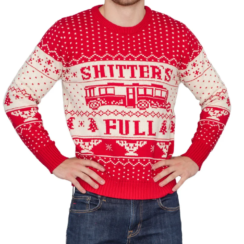 Men's Zip - Up Fleece - Lined Sweater in Black with Thumbholes for Outdoor Winter ActivitiesNational Lampoon Vacation Shitter's Full Ugly Christmas Sweater