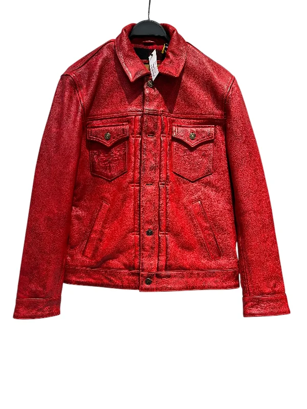 Men leather vests with a zip - front for easy layering and a cool biker - inspired stylemaster supply co/Leather Jkt/L/Leather/RED/red leather jkt new w tag