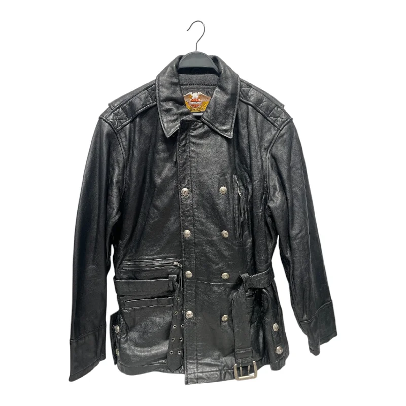Men leather trench coats with a double - breasted design for a classic and sophisticated lookVintage/Leather Jkt/L/Leather/BLK/HARLEY DAVIDSON LEATHER Men leather trench coats with a double - breasted design for a classic and sophisticated lookVintage/Leather Jkt/L/Leather/BLK/HARLEY DAVIDSON LEATHER
