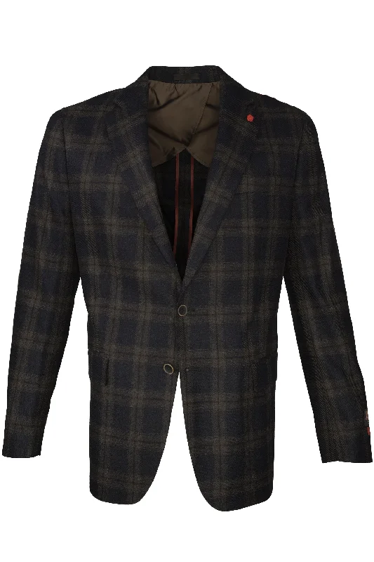 TailoRed Gianni Sport Coat - Navy / Brown Plaid