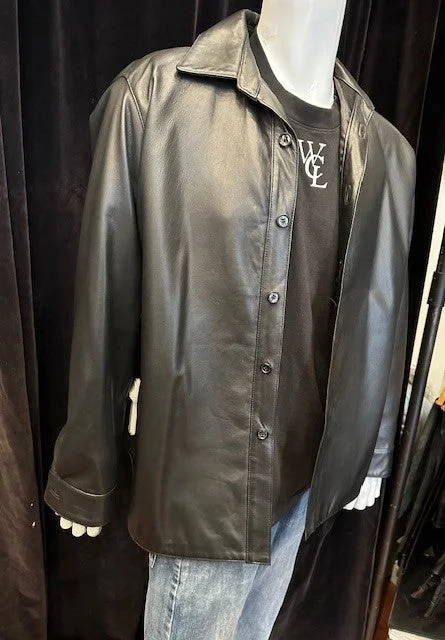 Men leather chore jackets with a durable waxed - leather finish for a rustic and hard - wearing optionMen's Black Leather Shirt Men leather chore jackets with a durable waxed - leather finish for a rustic and hard - wearing optionMen's Black Leather Shirt