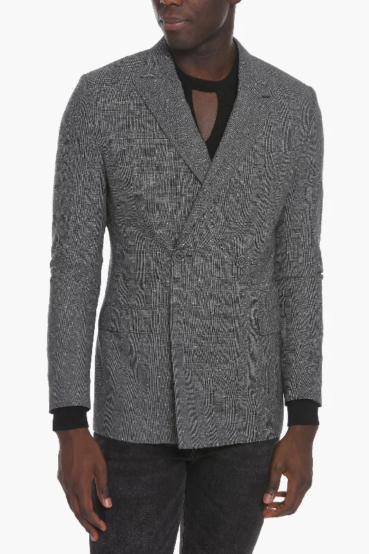 Men coats with a stand - up collar for a sleek and modern lookDior District Check Double Breasted Blazer