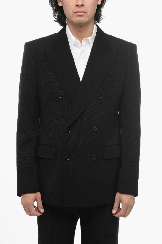 Men coats with a quick - drying feature for active lifestylesDolce & Gabbana Wool Blend Double-Breasted Blazer With Peak lapel