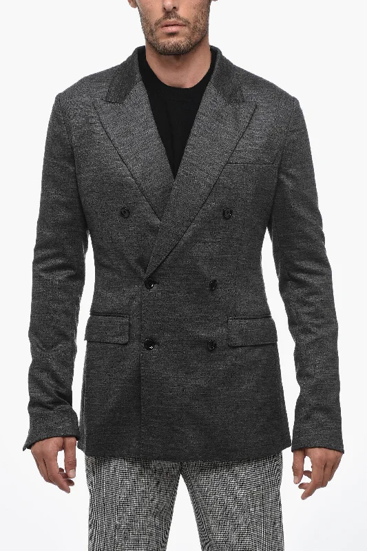 Men coats with a contrasting trim for a fashion - forward aestheticDolce & Gabbana Wool Blend Double Breasted Blazer