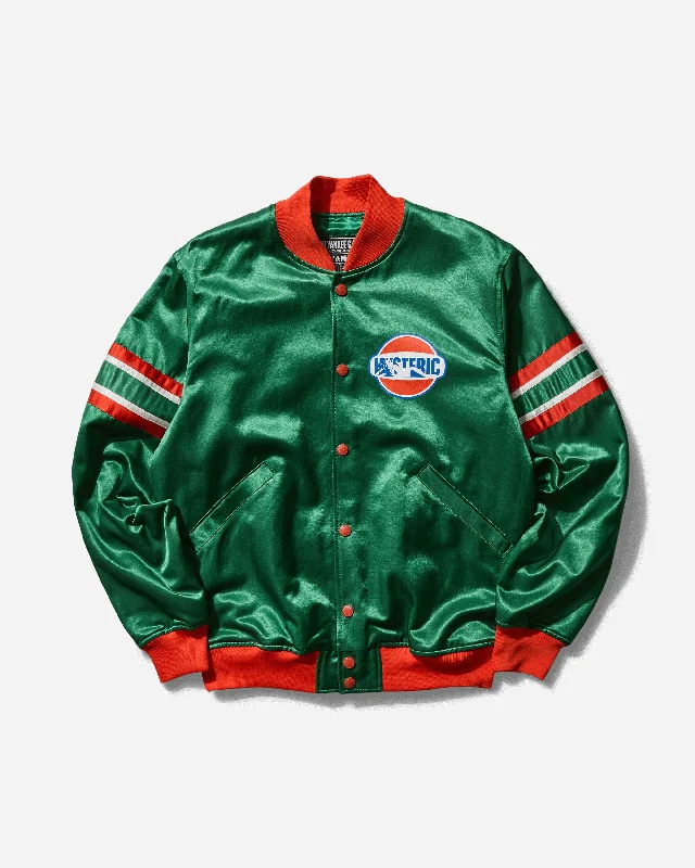 Men coats with a detachable faux - fur collar for a trendy and warm touchMen's Hysteric Dust Stadium Jacket Green