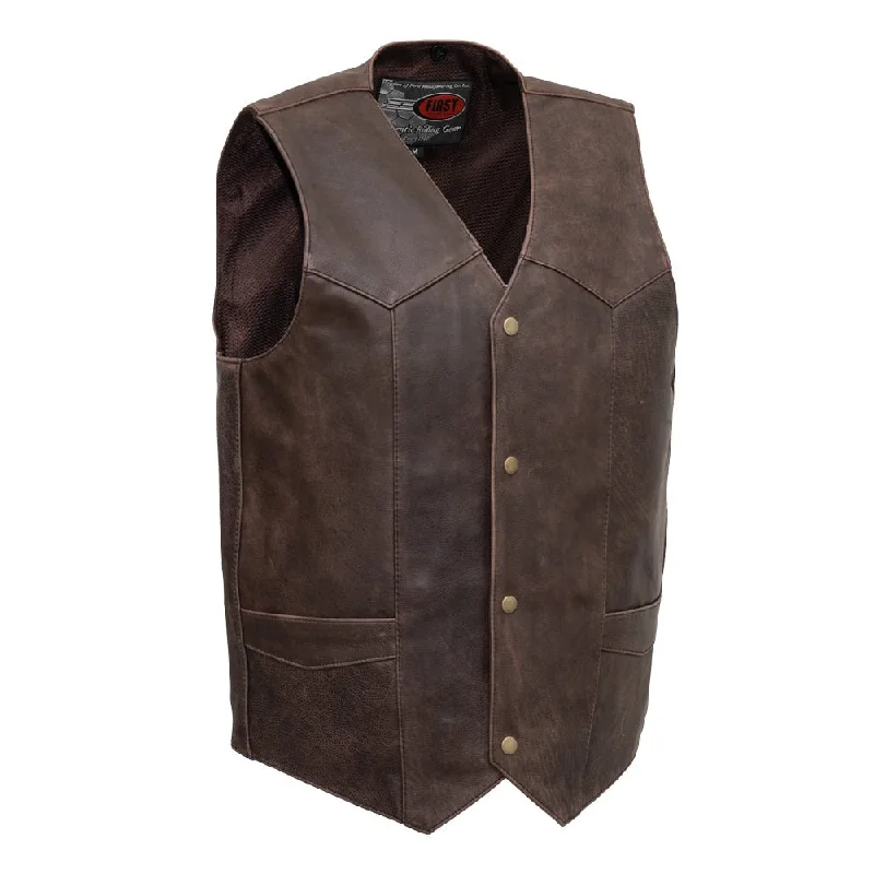 Texan Brown Men's Motorcycle Western Style Leather Vest