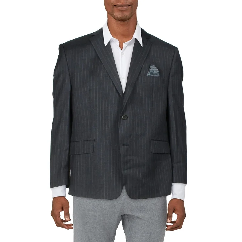 Slim - fit men coats in navy blue for a classic and sophisticated appearanceMens Pinstripe Classic Fit Two-Button Blazer
