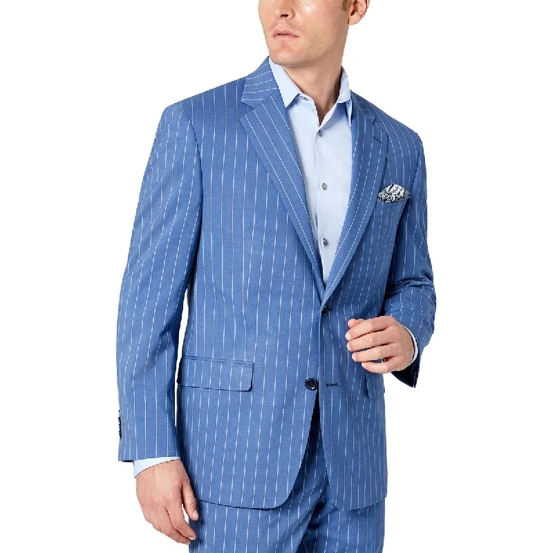 Men coats made of high - quality leather for a rugged and durable optionMens Pinstripe Suit Separate Two-Button Blazer