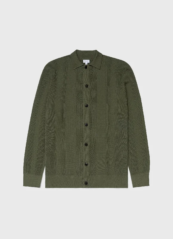 Men's Rib Knit Jacket in Hunter Green