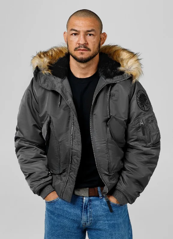 Men's snow jacket in black color for a sleek lookMen's hooded winter jacket Harvest