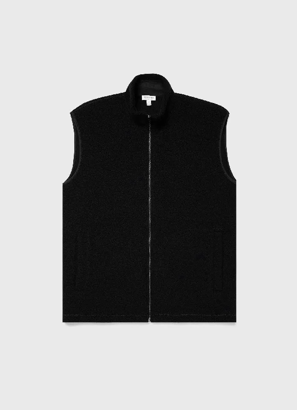 Men's Wool Fleece Gilet in Black