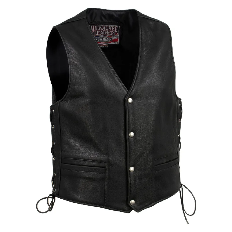 Men leather moto jackets with multiple zipper pockets for added storage and an edgy appearanceMilwaukee Leather USA MADE MLVSM5003 Men's Black 'Gaucho' Extra Long Back Premium Steerhide Motorcycle Leather Vest Men leather moto jackets with multiple zipper pockets for added storage and an edgy appearanceMilwaukee Leather USA MADE MLVSM5003 Men's Black 'Gaucho' Extra Long Back Premium Steerhide Motorcycle Leather Vest