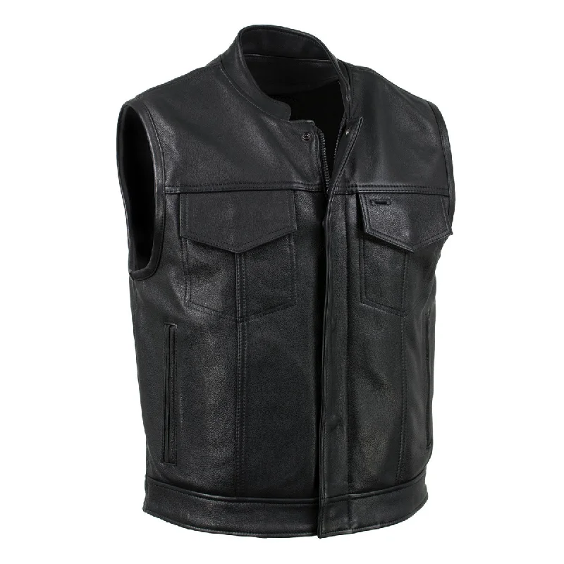 Men leather chore jackets with a durable waxed - leather finish for a rustic and hard - wearing optionMilwaukee Leather USA MADE MLVSM5004 Men's Black 'Chaos' Premium Dual Closure Motorcycle Leather Vest Men leather chore jackets with a durable waxed - leather finish for a rustic and hard - wearing optionMilwaukee Leather USA MADE MLVSM5004 Men's Black 'Chaos' Premium Dual Closure Motorcycle Leather Vest