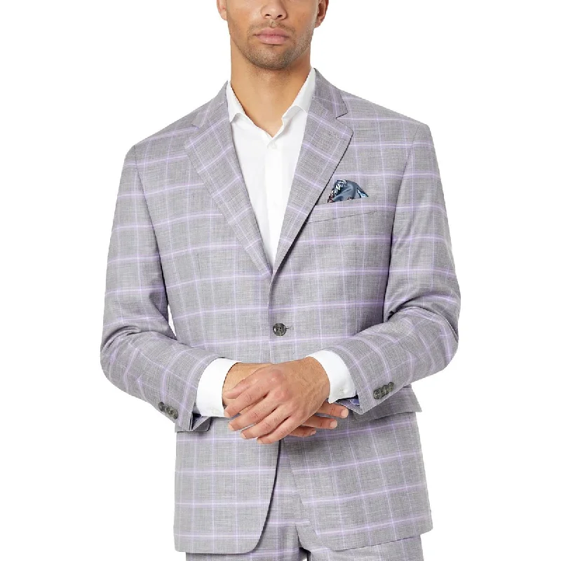 MSalisbury Mens Woven Plaid Two-Button Blazer