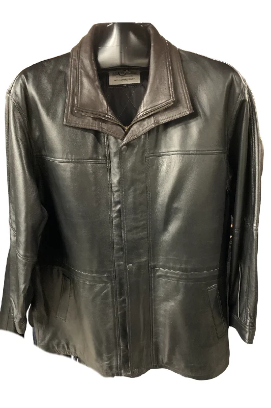 Men leather parkas with a removable fur - trimmed hood for a versatile and stylish lookOversized Double Collar Leather Men leather parkas with a removable fur - trimmed hood for a versatile and stylish lookOversized Double Collar Leather