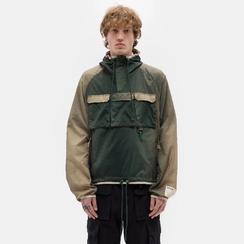 Men coats with a quick - drying feature for active lifestylesPackable Nylon Anorak in Gradient Green/Brown Men coats with a quick - drying feature for active lifestylesPackable Nylon Anorak in Gradient Green/Brown