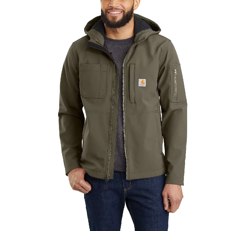 Slim - fit men coats in navy blue for a classic and sophisticated appearanceRain Defender® Relaxed Fit Midweight Softshell Hooded Jacket