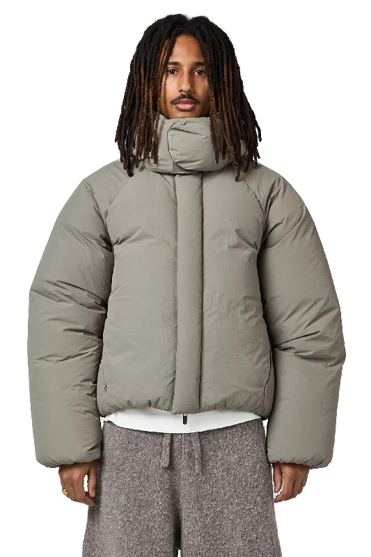 Men coats with a hooded design for added protection against the elementsSpace Coat in Stone
