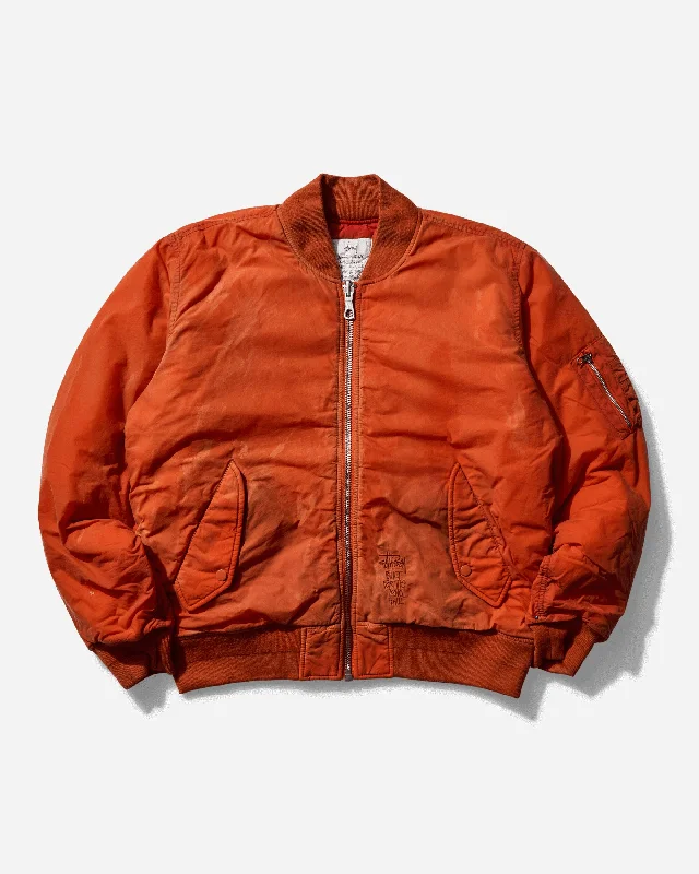 Men coats with a detachable faux - fur collar for a trendy and warm touchMen's Quilted Bomber Waxed Rust