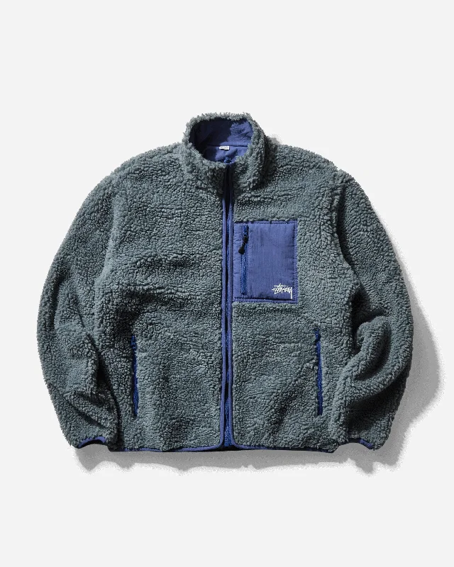 Men coats with a soft fleece interior for extra warmth and comfortMen's Sherpa Reversible Jacket Bluestone