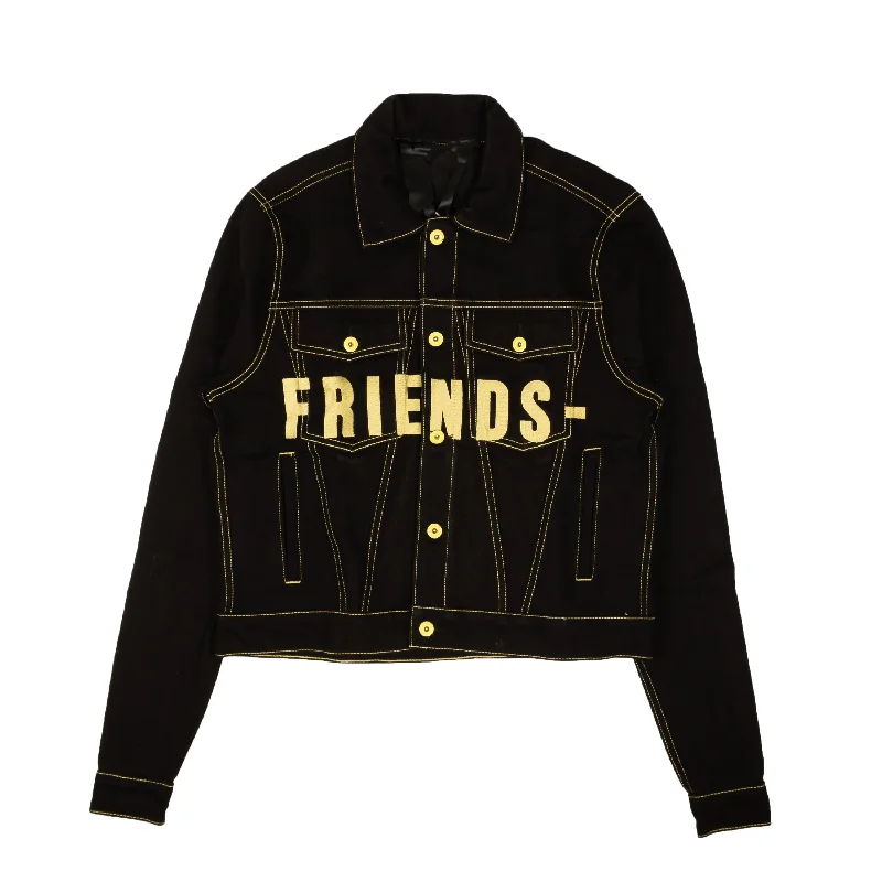 Men coats with a wind - resistant outer layer for blustery weatherVlone Friends Denim Jacket - Black/Yellow Men coats with a wind - resistant outer layer for blustery weatherVlone Friends Denim Jacket - Black/Yellow