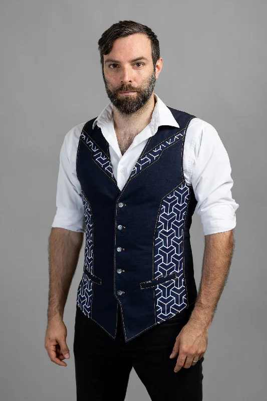 Linen men vest in earthy tones for a summer beach vibeAugment V4 - Gilded Hex [Mens]